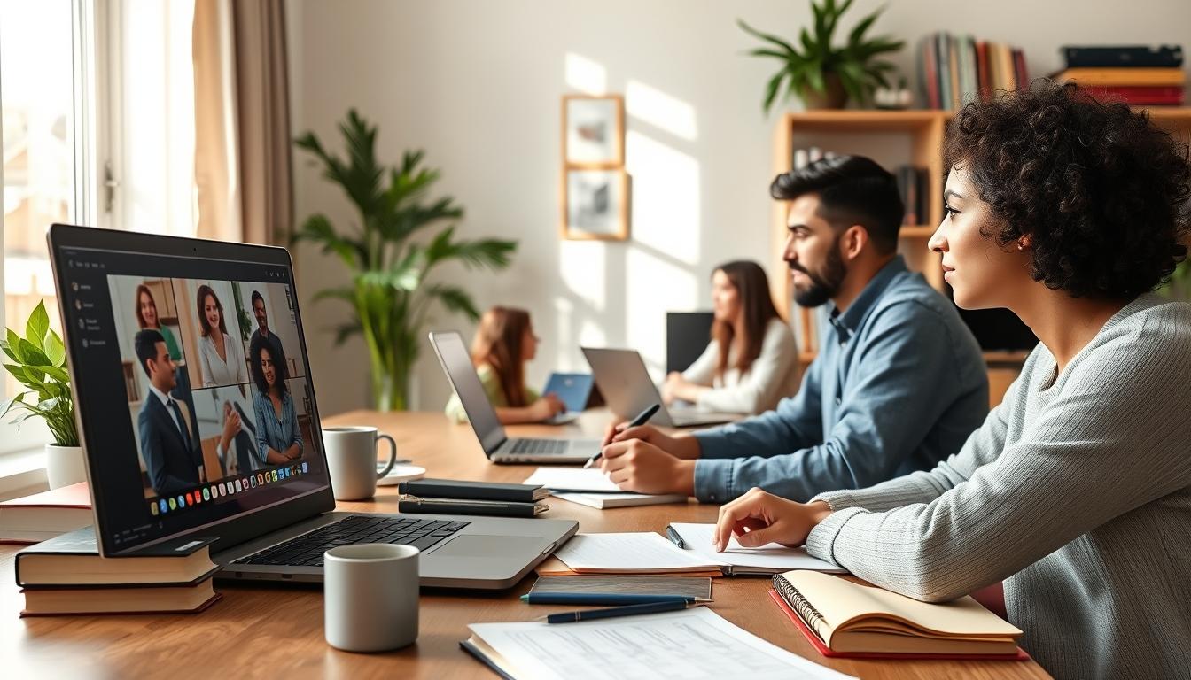 Student using a study guide to organize academic notes