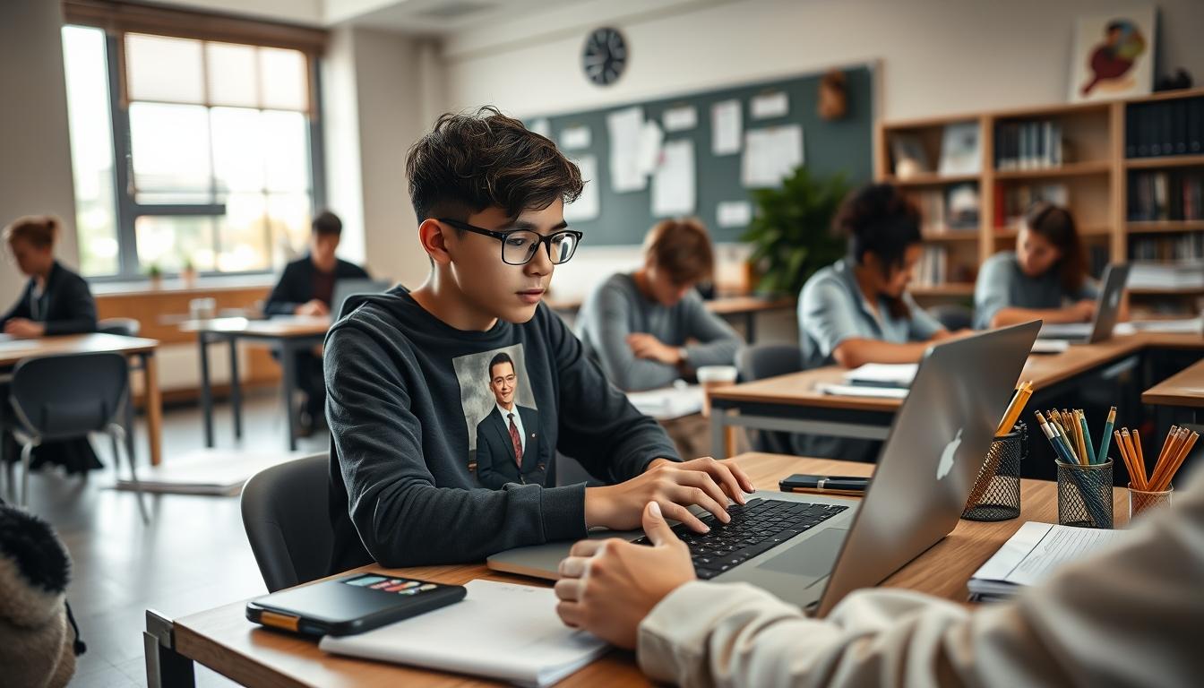 Student preparing for exams with study materials